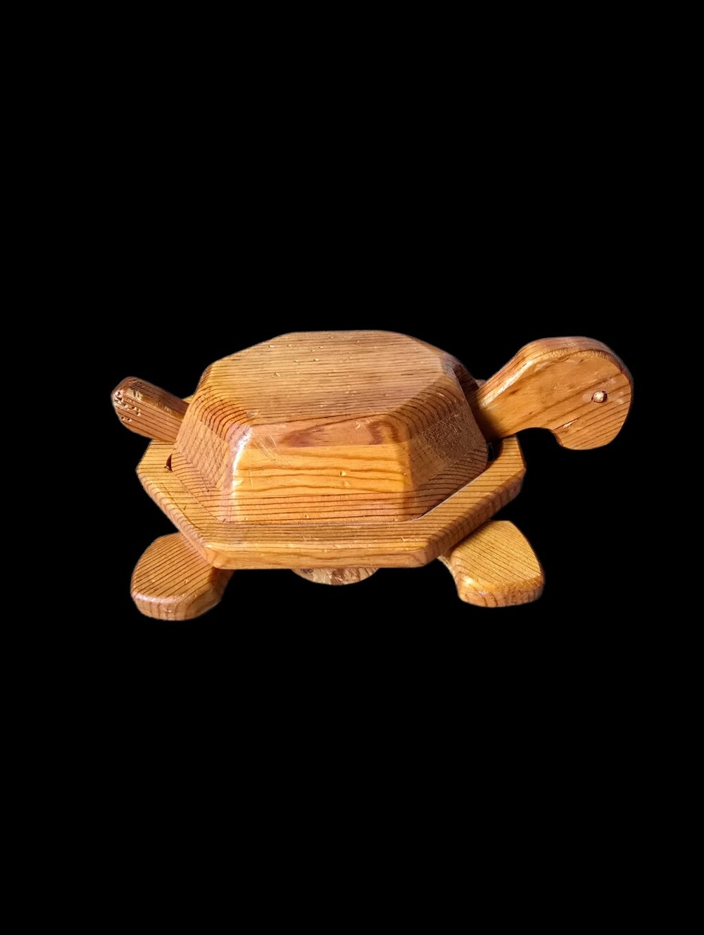 Nostalgic Handcrafted Wooden Kinetic Turtle Toy Moving Bobbing Head &Tail Nodder